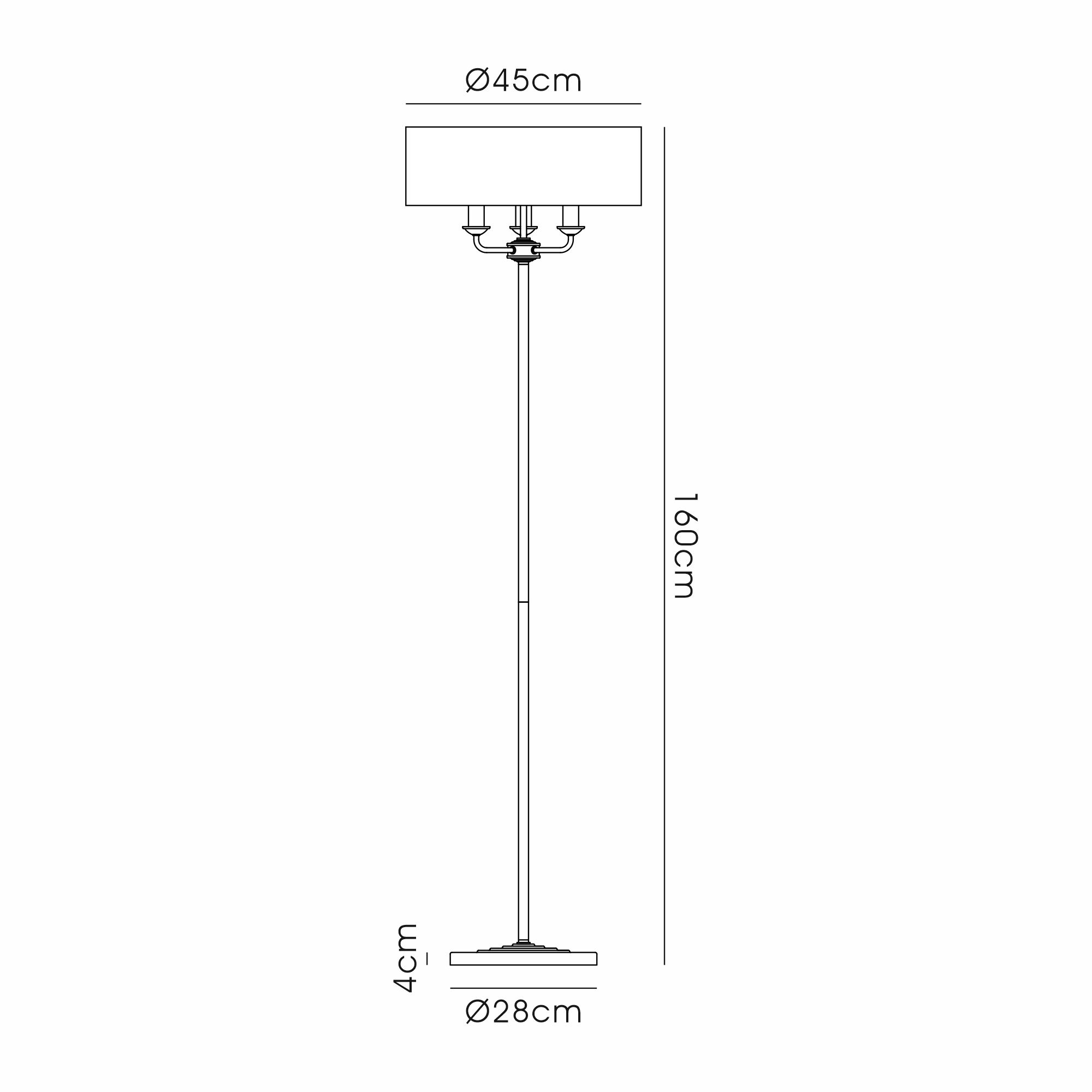 DK0924  Banyan 45cm 3 Light Floor Lamp Satin Nickel, Ivory Pearl